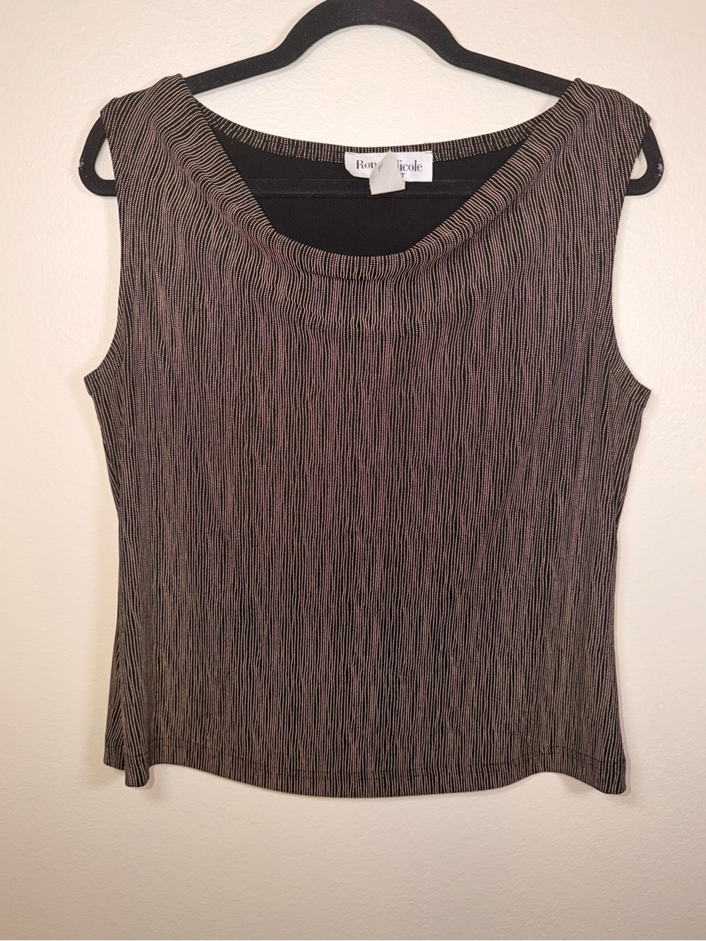 Vintage 90’s Ronni Nicole Cowl Neck Textured Whimsy Tank Top Blouse Party Dark